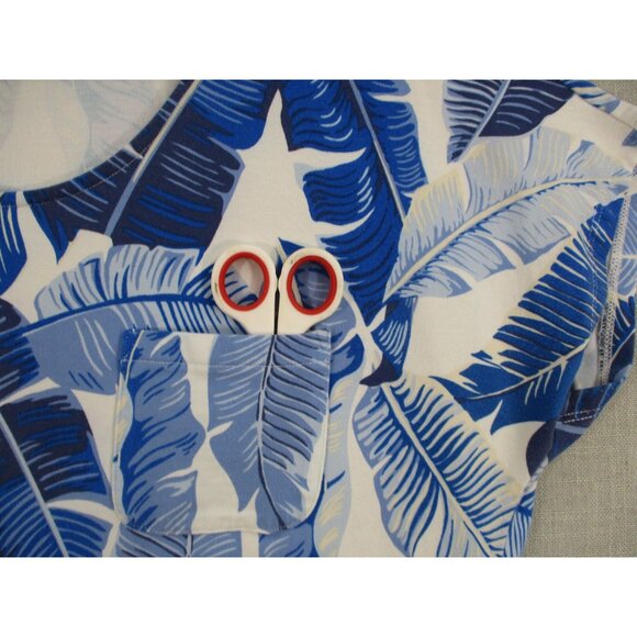 Lands End Womens Blue Leaf Print Dress M/P - Picture 2 of 9